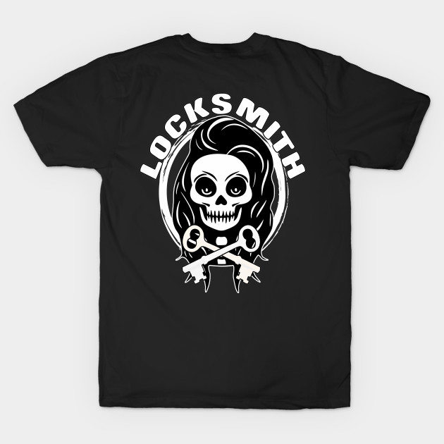 Locksmith Skull and Keys White Logo by Nuletto